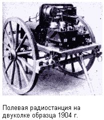 Полевая радиостанция на двуколке образца 1904 г.