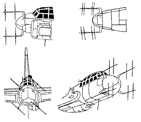 Рис. 156. Антенна радара FuG 220 типа "Оленьи рога" (на ночном истребителе Ju 88G-1)