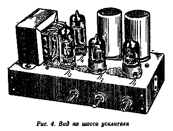 Усилитель можно использовать и для работы с микрофона, повысив его чувствительность до 4 - 5 мкВ. Это достигается ослаблением обратной связи путем шунтирования сопротивлений R3, R11 и R16 электролитическими конденсаторами емкостью 20-30 мкФ. Следует иметь в виду, что повышение чувствительности указанным путем будет сопровождаться увеличением нелинейных искажений до 3-5% (на частоте 1000 Гц и повышением уровня фона до -35 + -40 дБ.