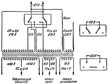 Схема трансформатора питания приемника
